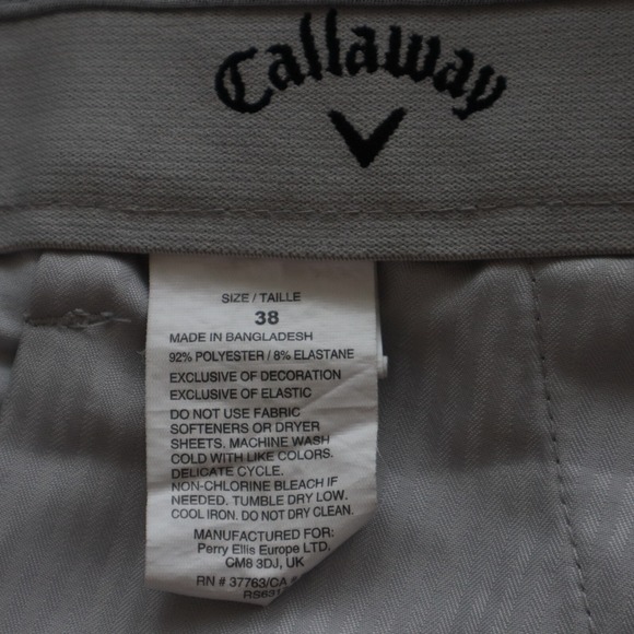 Callaway Shorts Mens 38 Performance Golf Chino Stretch Flex Flat Front Gray - Picture 6 of 6
